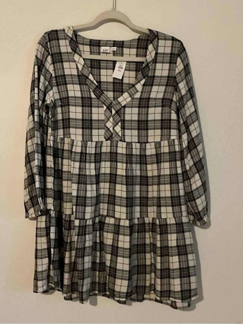 GAP Black and White Plaid flannel Mini Dress XS cabin fall autumn cozy teacher
